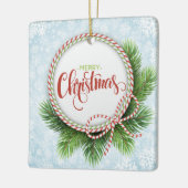 メリークリスマスリースと雪片 セラミックオーナメント (左)