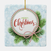メリークリスマスリースと雪片 セラミックオーナメント (裏面)