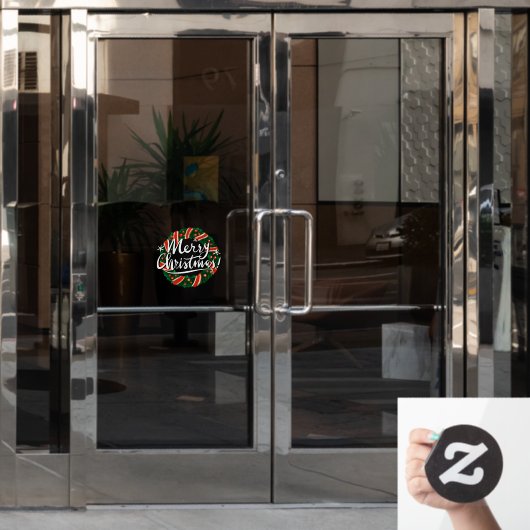 メリークリスマスリースのドアのサイン窓が離れない ウィンドウサイン (オフィスドア)