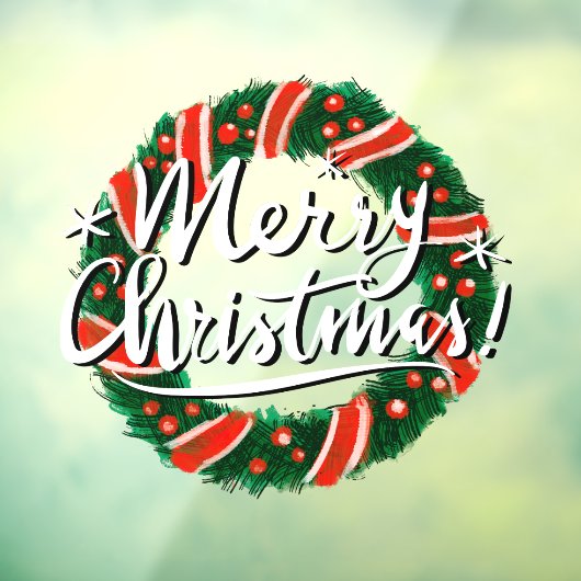 メリークリスマスリースのドアのサイン窓が離れない ウィンドウサイン (シート3)