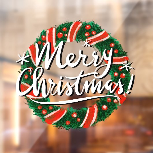 メリークリスマスリースのドアのサイン窓が離れない ウィンドウサイン (シート2)