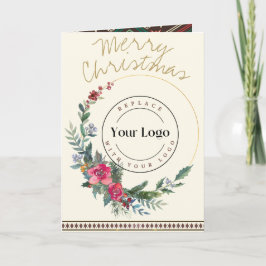 メリークリスマスリースのロゴグリーティングカード カード