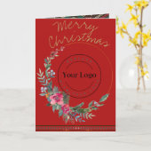 メリークリスマスリースのロゴグリーティングカード カード (黄色い花)