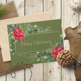 メリークリスマスリースウィンターレッドフラワーパインツリー シーズンカード