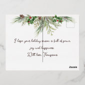 メリークリスマスリースウィンターレッドフラワーパインツリー 箔シーズンポストカード (裏面)