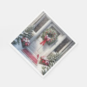 メリークリスマスリースオンハウスドア スタンダードランチョンナプキン (角)