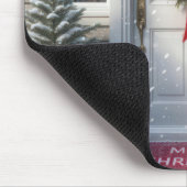 メリークリスマスリースオンハウスドア マウスパッド (コーナー)