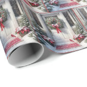 メリークリスマスリースオンハウスドア ラッピングペーパー (ロールコーナー)