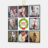 メリークリスマスリースカスタムフォトコラージュ セラミックオーナメント (左)