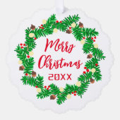 メリークリスマスリースカスタム写真 オーナメントカード (正面)