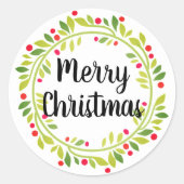 メリークリスマスリースカードとパッケージのシール ラウンドシール (正面)