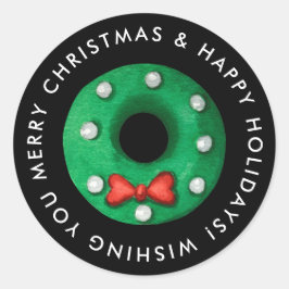 メリークリスマスリースクッキーカスタム ラウンドシール