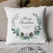 メリークリスマスリースグリーンパインコーンファームハウス クッション