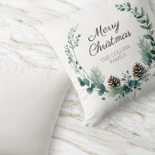 メリークリスマスリースグリーンパインコーンファームハウス クッション