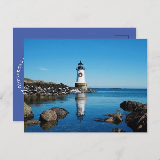 メリークリスマスリースサレムライトハウス シーズンポストカード (正面/裏面)