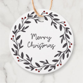 メリークリスマスリースサークルギフトラベル フェイバータグ