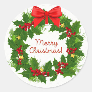 メリークリスマスリースシール ラウンドシール
