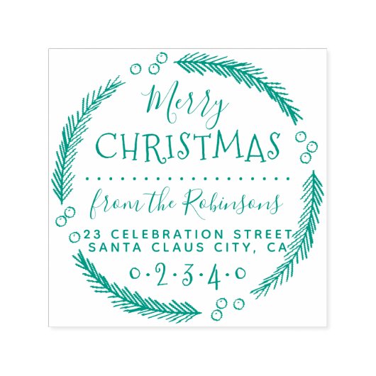 メリークリスマスリーススクリプト名差出人住所 セルフインキングスタンプ (デザイン)