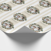 メリークリスマスリースストライプと写真 ラッピングペーパー (角)