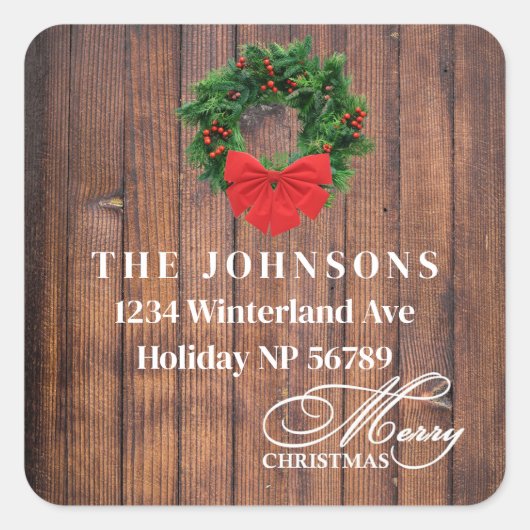 メリークリスマスリースダークウッド住所 シール (正面)
