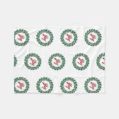 メリークリスマスリースデザイン：喜び フリースブランケット (正面(横))