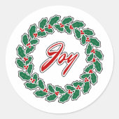 メリークリスマスリースデザイン:喜び ラウンドシール (正面)