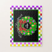 メリークリスマスリースパーソナライズされたカラフル ジグソーパズル (縦)