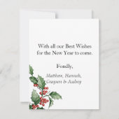 メリークリスマスリースパーソナライズされたレッドボウホリー シーズンカード (裏面)