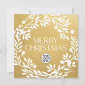 メリークリスマスリースビジネスロゴフェイク金ゴールド シーズンカード (正面)