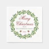 メリークリスマスリースファミリー スタンダードカクテルナプキン (正面)