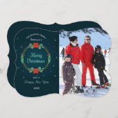 メリークリスマスリースフォトカード シーズンカード (正面/裏面)