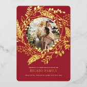 メリークリスマスリースフォトカード 箔シーズンカード (正面)