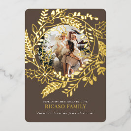 メリークリスマスリースフォトカード 箔シーズンカード