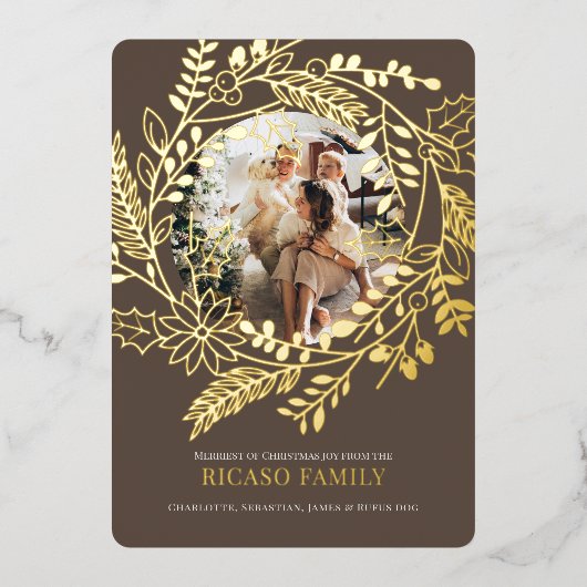 メリークリスマスリースフォトカード 箔シーズンカード (正面)