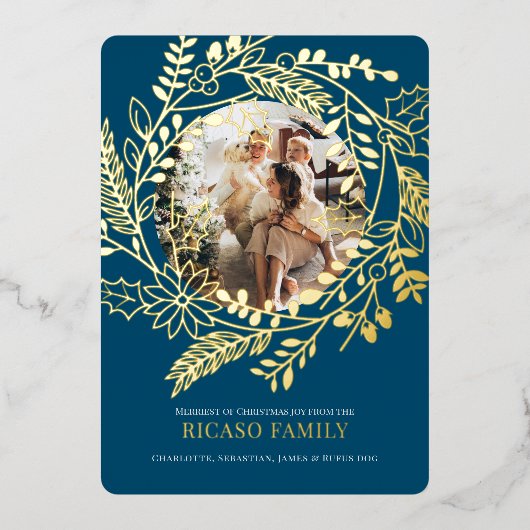 メリークリスマスリースフォトカード 箔シーズンカード (正面)