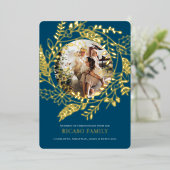 メリークリスマスリースフォトカード 箔シーズンカード (立ち正面)