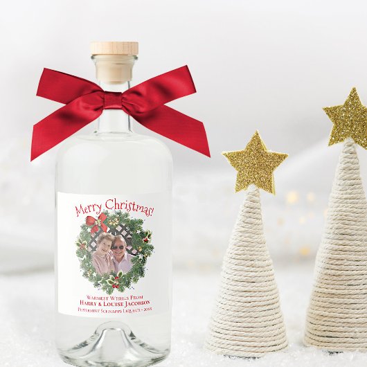 メリークリスマスリースフォトフレームおもしろい休日 リキュールボトルラベル