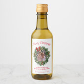 メリークリスマスリースフォトフレームホリデーミニ ワインラベル (正面)