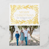 メリークリスマスリースフレームデザイン 箔シーズンカード (正面)