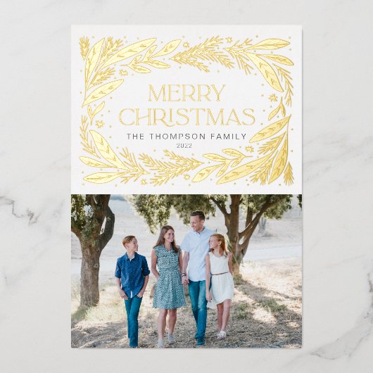 メリークリスマスリースフレームデザイン 箔シーズンカード (正面)