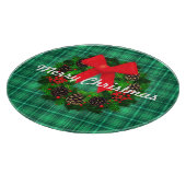 メリークリスマスリースプレイドレトロホリデーラウンド カッティングボード (角)