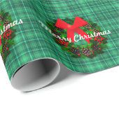 メリークリスマスリースプレイドレトロホリデー ラッピングペーパー (ロールコーナー)