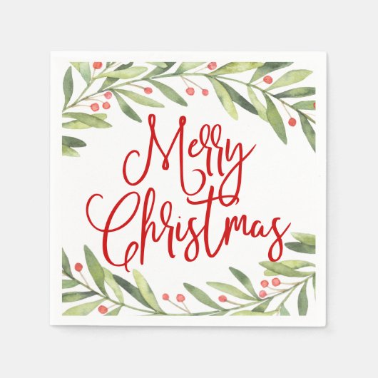 メリークリスマスリースホリデーカクテルパーティー スタンダードカクテルナプキン (正面)