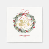 メリークリスマスリースホリデーパーティナプキンス スタンダードカクテルナプキン (正面)