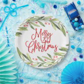 メリークリスマスリースホリデーパーティー ペーパープレート (パーティー)