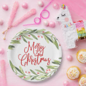 メリークリスマスリースホリデーパーティー ペーパープレート (パーティー)