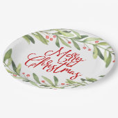 メリークリスマスリースホリデーパーティー ペーパープレート (アングル)