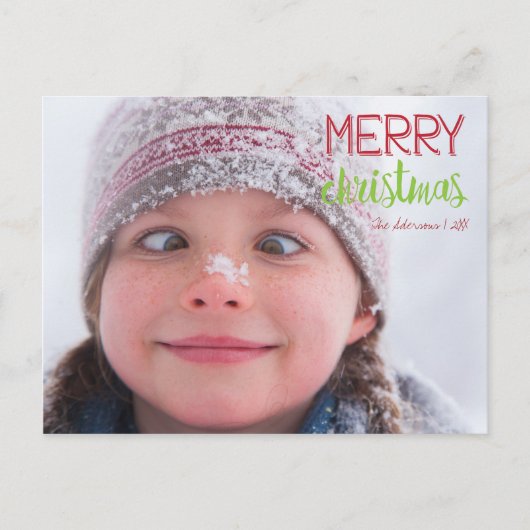 メリークリスマスリースホリデーフォトポストカード シーズンポストカード (正面)