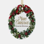 メリークリスマスリースホリーミストレカスタマイズトー セラミックオーナメント (右)