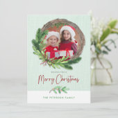 メリークリスマスリースモダン写真 シーズンカード (スタンド正面)